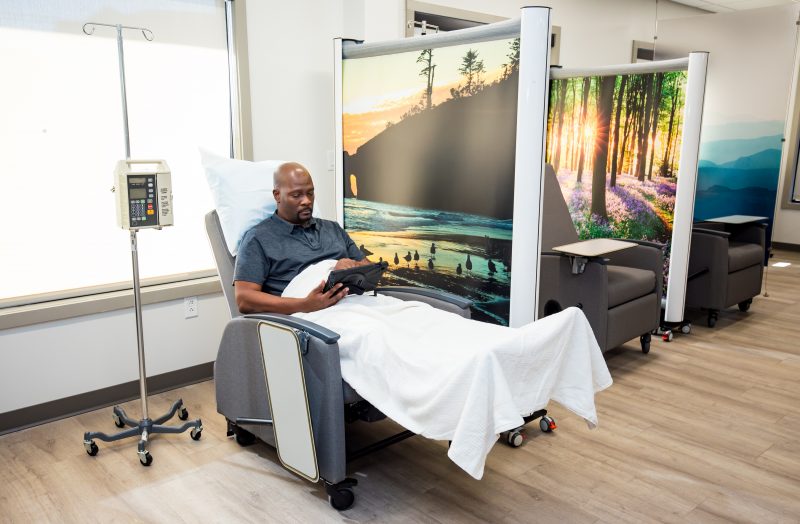 Patient receiving specialty infusion in Intramed Plus' new infusion center in Greenville, SC